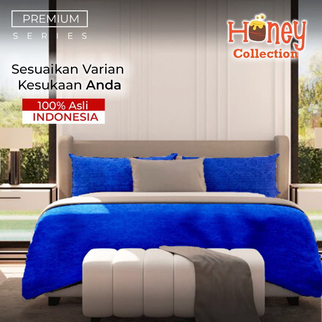 Sentosa Collection Motif Bunga Transparant Warna Biru ukuran 180x200 (Double) Free Sarung Bantal