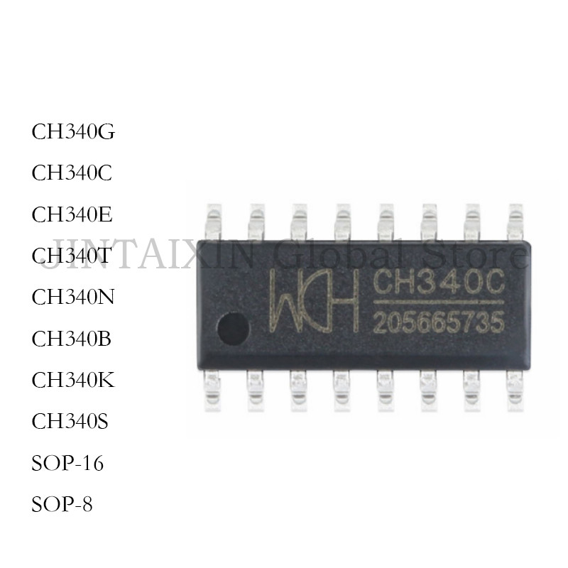 10PCS CH340G CH340C CH340E CH340T CH340N CH340B CH340K CH340S SOP-16 SOP-8 IC Chip USB to Serial New