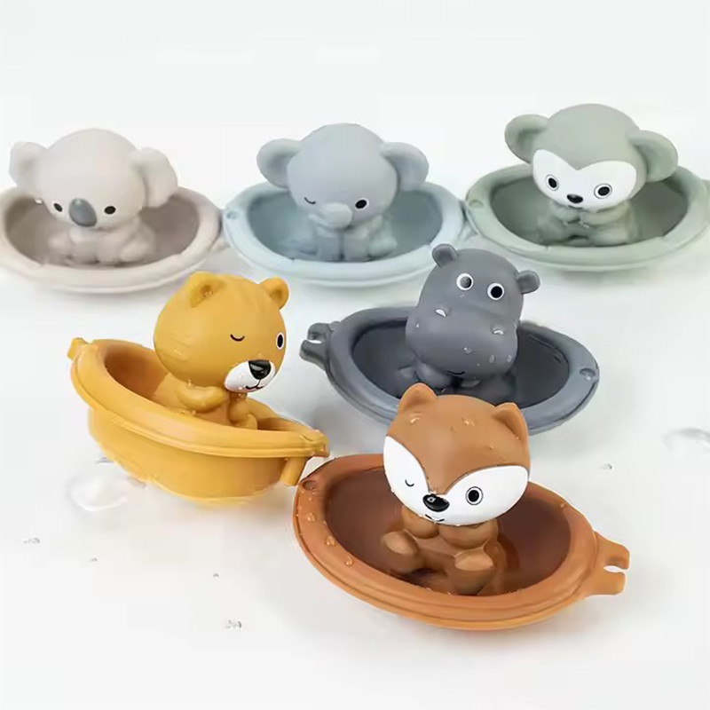 Kids Bath Animal Toys For Children Baby Stackable Bathroom Boat Toys Eco Animal Doll Bath Bathtub To