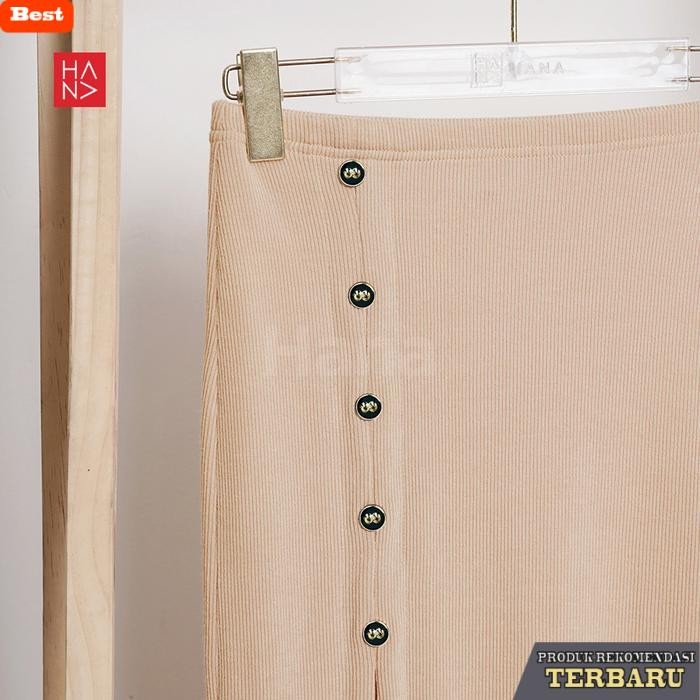 rok wanita kekinian Esmee Slit Skirt/ Rok Panjang Casual Wanita - SK208 - Beige, S