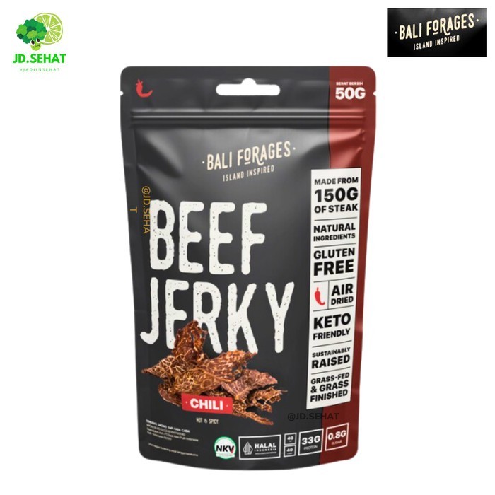 

Beef Jerky BALI FORAGES Dendeng ala Amerika Chili Air Dried Protein 2402