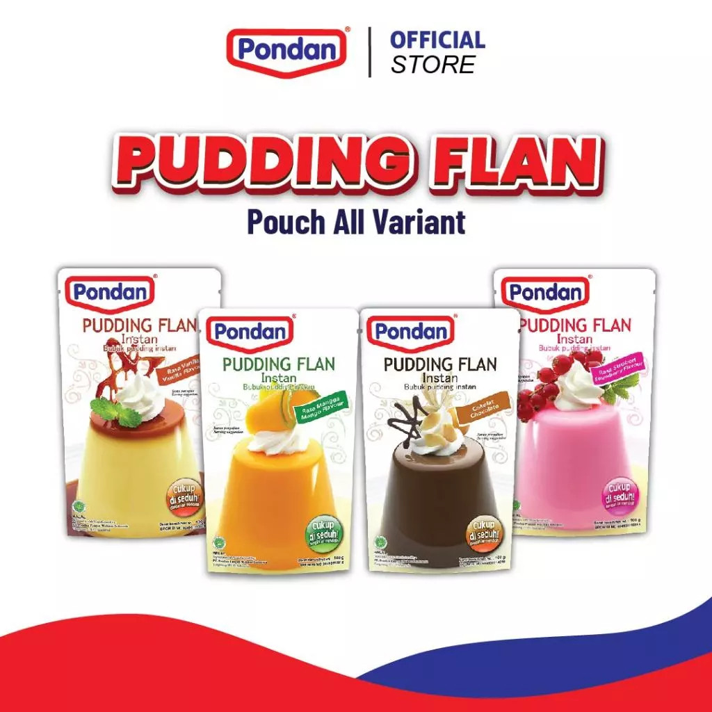 

Pondan Puding Flan Instan 100g Variant Vanila, Cokelat, Mangga, Strawberry Pudding Instan Yang Terbuat Dari Bubuk Puding dan Saus Vla