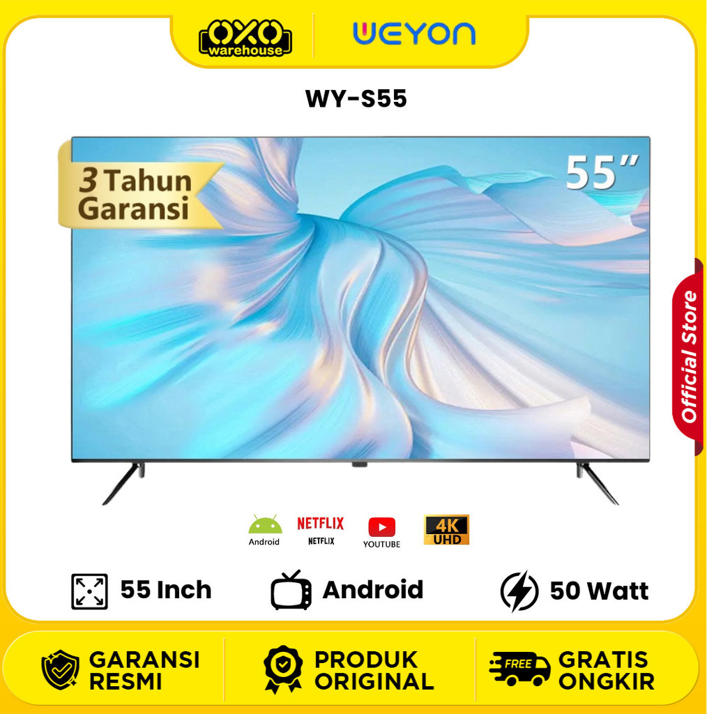 Weyon TV LED WY-S55 Digital 55 inch Smart TV 4K UHD Voice Control TV Android 11 Garansi Resmi