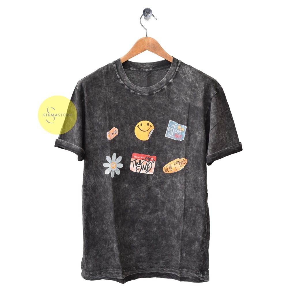 Kaos Oblong Pria Wanita Washing Cucian Bahan Katun Combed 30sSize M dan L Brand Uncle J