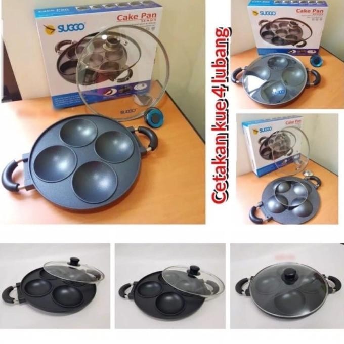 DREAMLAND SUGGO 4 LUBANG CAKE PAN CETAKAN KUE SERABI 4 LUBANG CEKUNG ANTI LENGKET