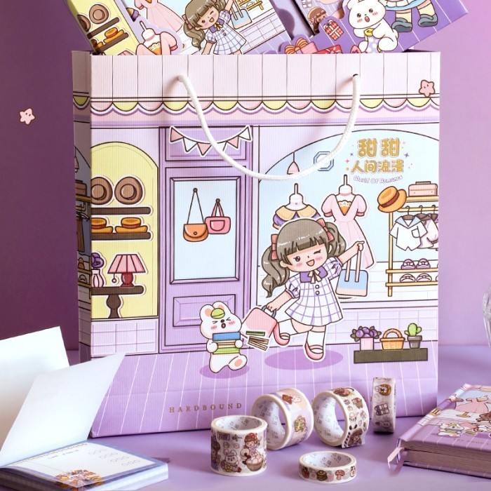 

116 kawaii stationary set agenda gift box buku stiker anak