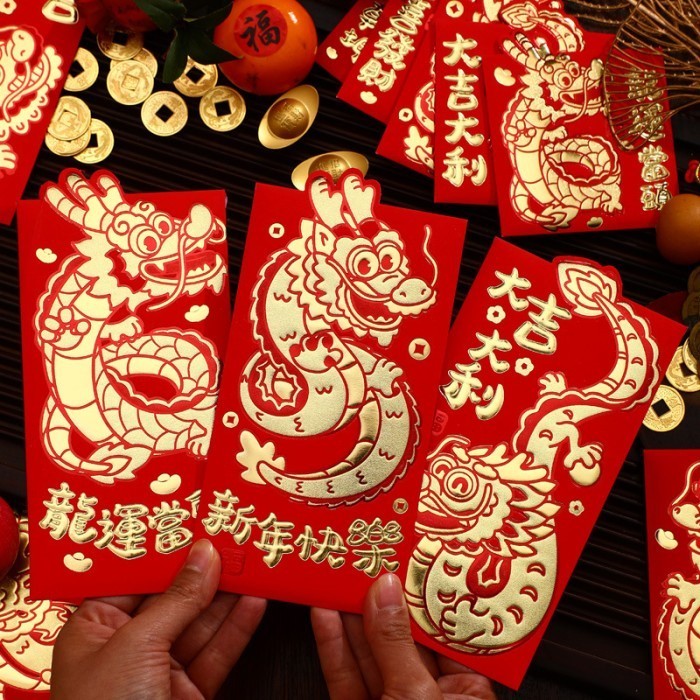 

IMLEK 2024 Angpao Naga 3D isi 6 Angpau Imlek Tebal Embos Emas Ampau Bagus Ampao Sincia Harga Grosir Murah