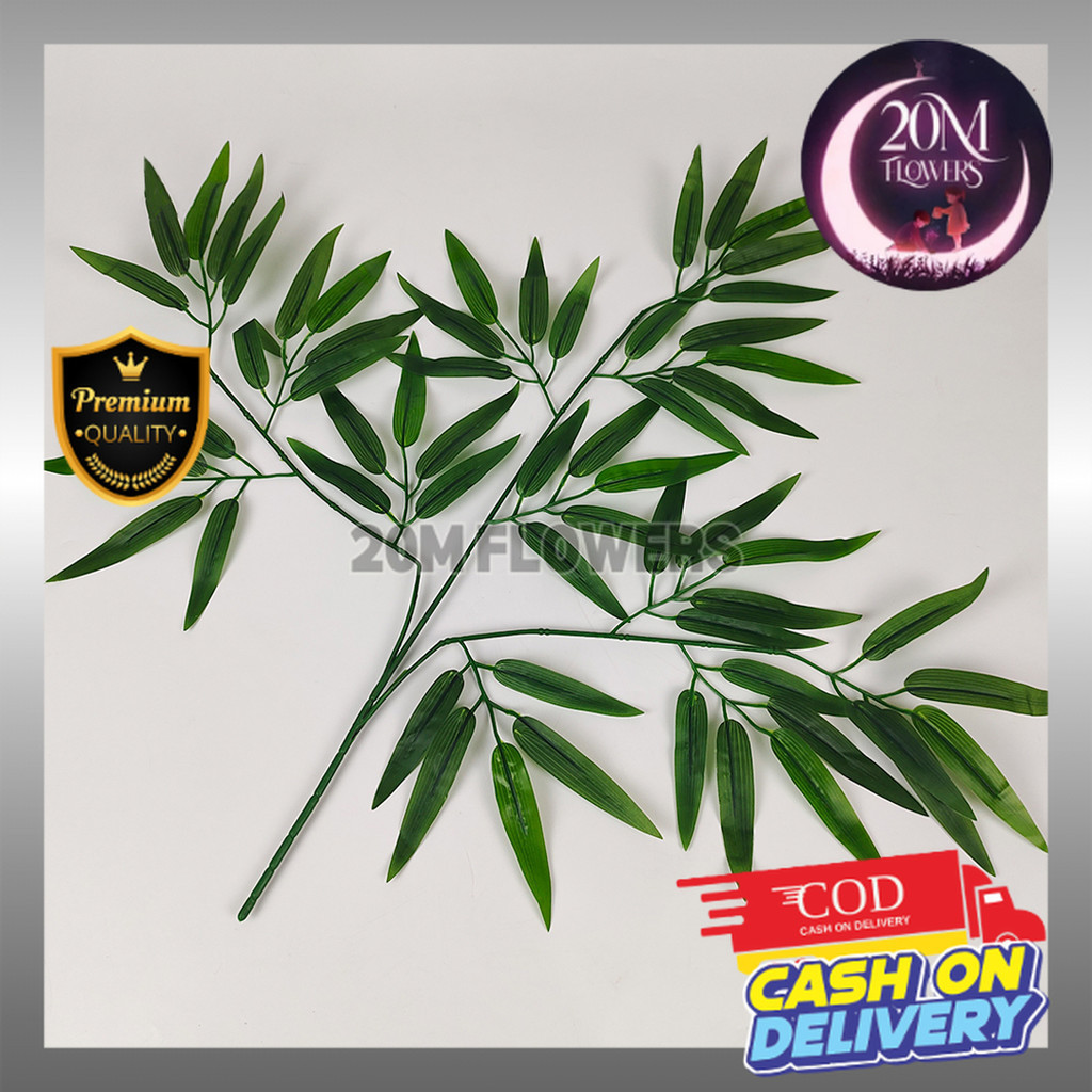 DEKORASI DAUN BAMBU BAHAN LATEX LUSINAN - DAUN ARTIFICIAL MURAH UNTUK POHON IMITASI/BAMBU PLASTIK BU