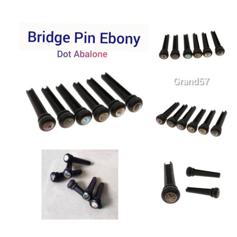 Bridge Pin Wood Ebony Abalone Dot Abalon Bridge Pin Gitar Kayu Shell