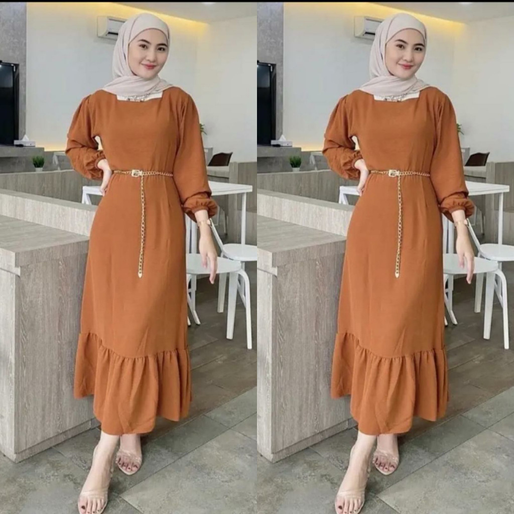 Siska Midi Dress Duyung Crinngkle Airflow Busui Jumbo