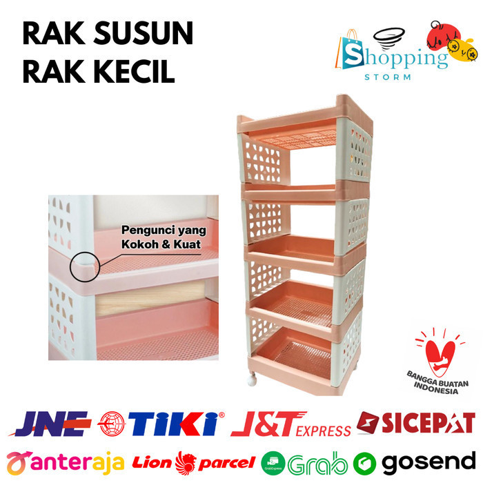 Rak Susun Kecil Plastik Roda Rak Buku Rak Serbaguna 855 856 857