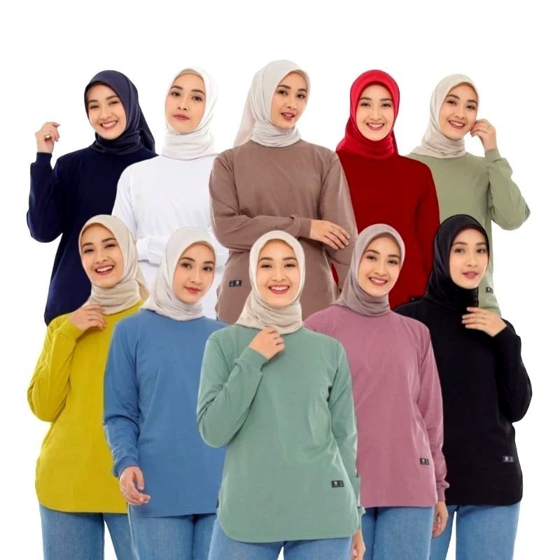 kaos atasan wanita muslimah oversize 7/8 kaos cotton combed 24s