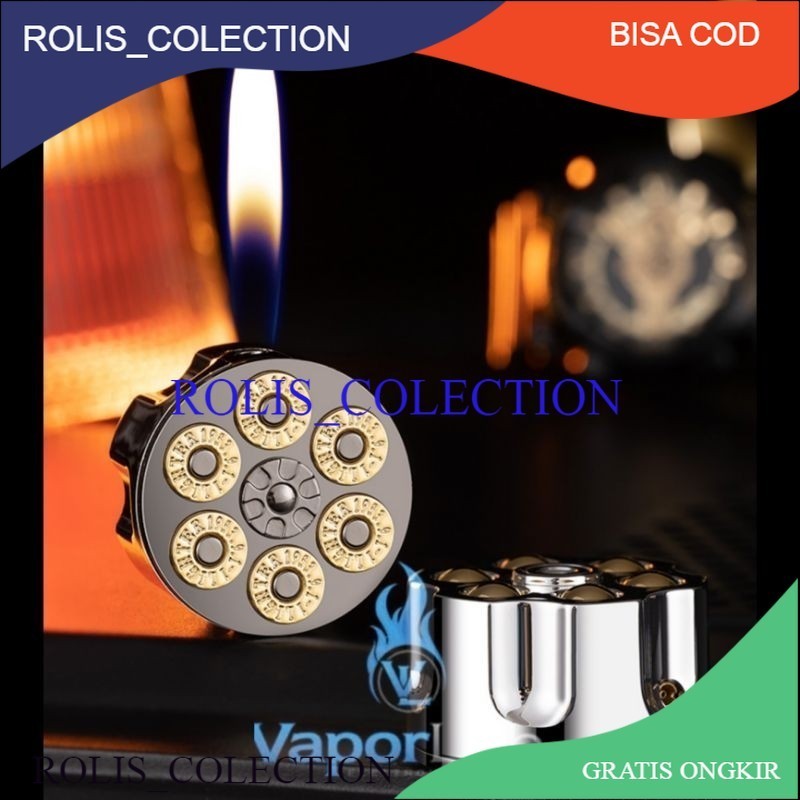 WOW KEREN... korek api lucu unik model putaran magazin pistol revolver gas lighter murah