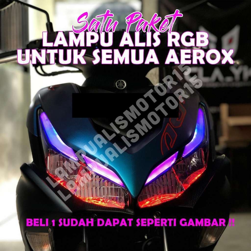 satu set lampu alis rgb aerox free devil eye / lampu alis aes aerox tinggal pasang / lampu variasi a