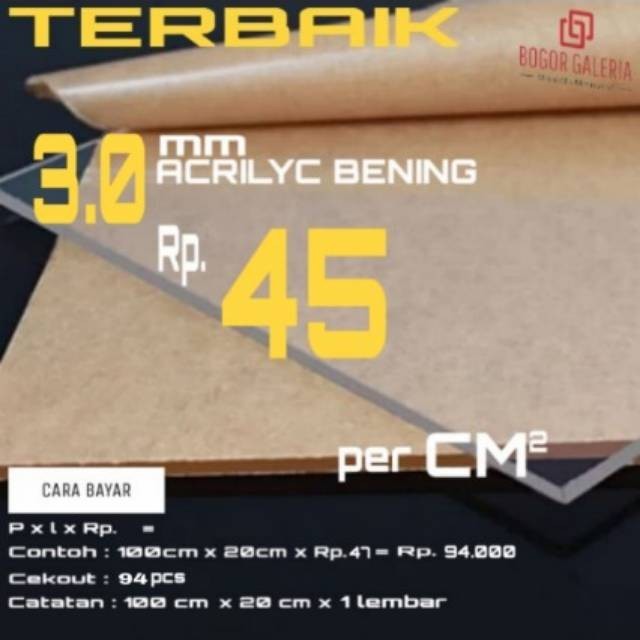 CUSTOM AKRILIK ACRYLIC LEMBARAN 3MM AKRILIK BENING
