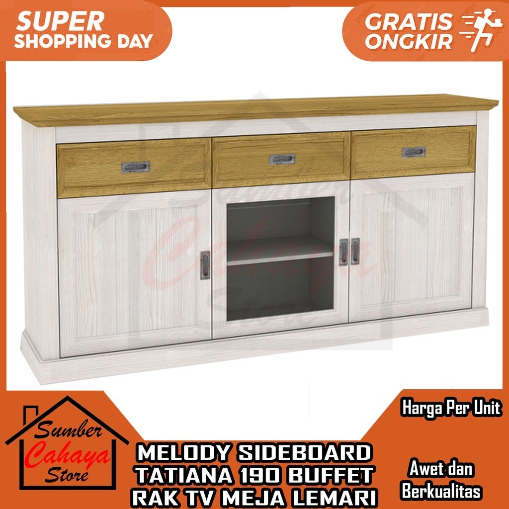 [Kargo] MEJA TV KAYU SERBAGUNA RAK MINIMALIS BUFET MODERN MELODY BUFFET TATIANA SIDEBOARD 190 GSO NW