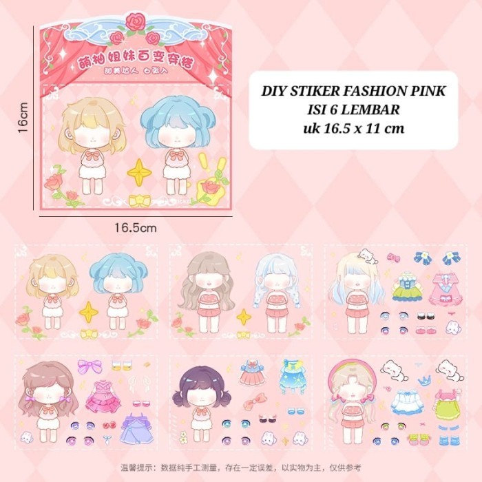 DIY STIKER FASHION DRESS UP STICKER ANIME KAWAII IMPORT - STIKER PINK
