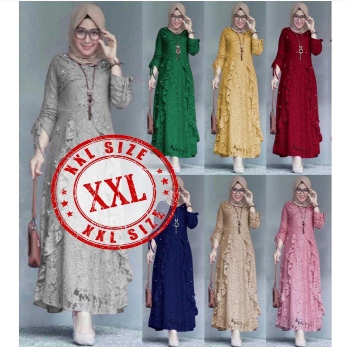 FAshion Wanita Muslim Dress Maxi Brukat Big Vianne Pearl - Mocca