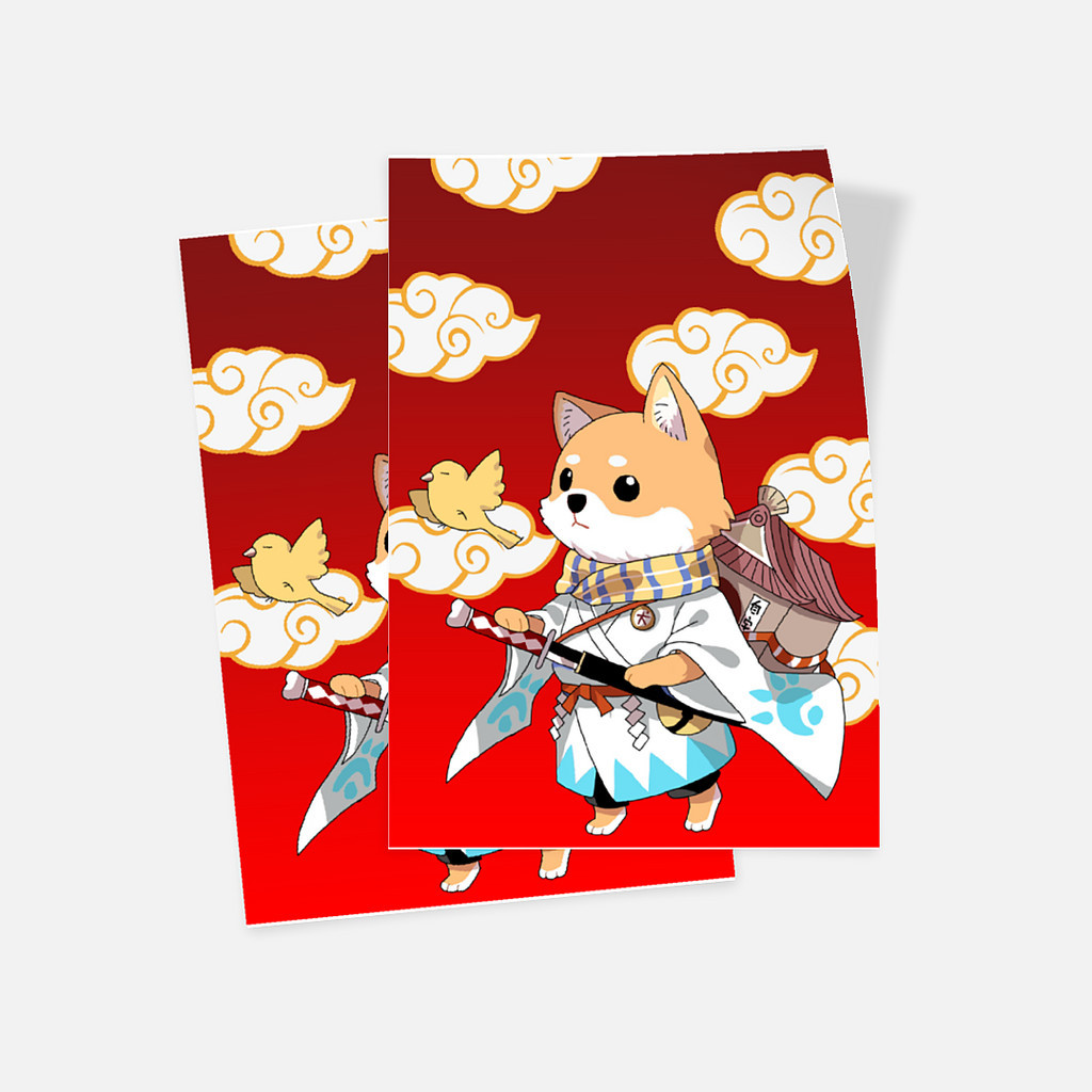 

Glossy Sticker - Set of 2 model Jepang - Calm Shiba Samurai