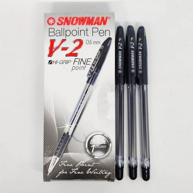 

Pulpen/Ballpoint/Ballpen Snowman V2 (HITAM) 0.6mm FINE (ISI 12 PCS)