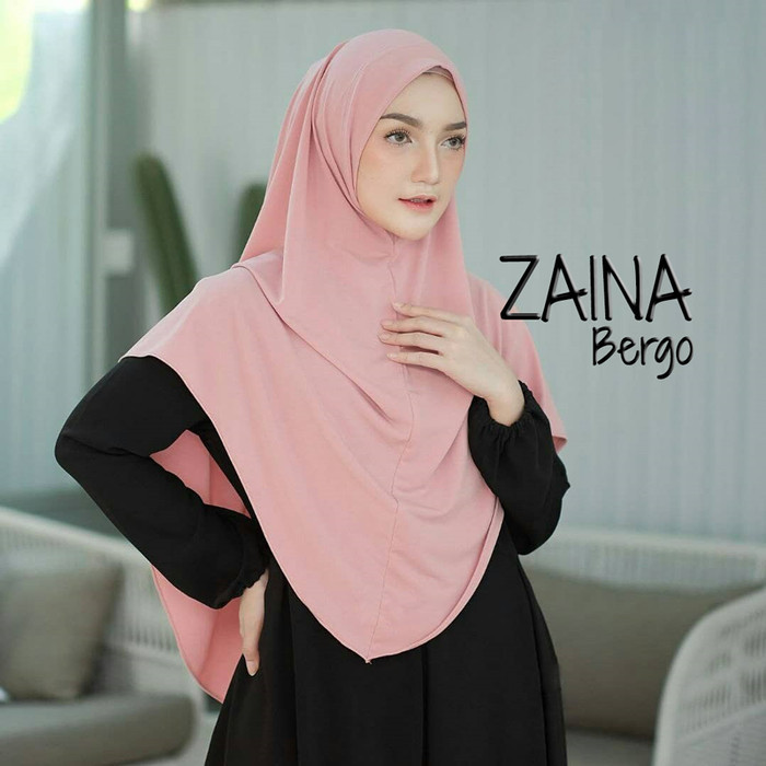 Kerudung Syari Khimar Instant Zaina Bergo Instan Pesta - Hitam