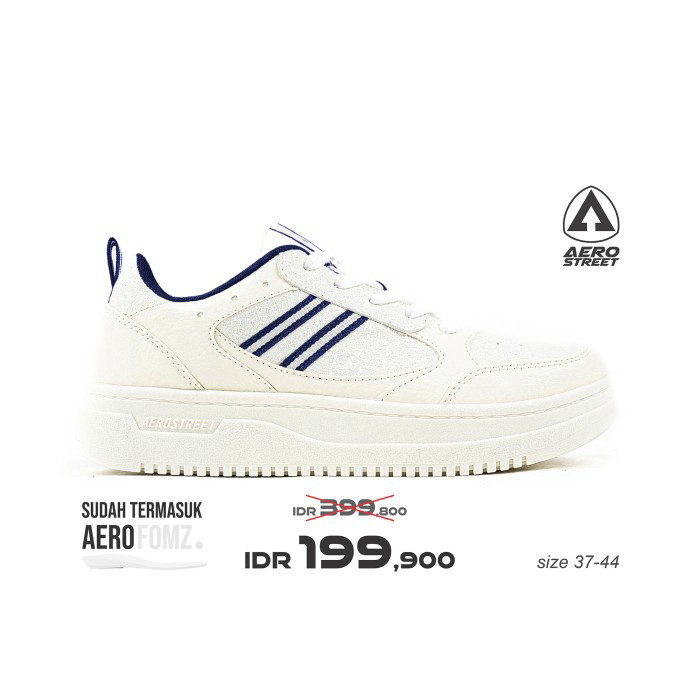 Aerostreet 37-44 Oxford Natural Natural Navy - Sepatu Sneakers