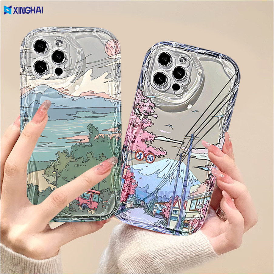 Casing hp Vivo Y17S Y27S Y36 Y20 Y02A Y02T Y35 Y11 Y17 Y16 Y21 Y15 Y12 Y30i Y22 Y15s Y20s Y22s Y21A Y12i Y21s Y15A Y33s Y31 Y51 Y91C Y91 A beautiful view of a country road 3D Wave Edge Soft TPU Phone Case Cover Xinhai