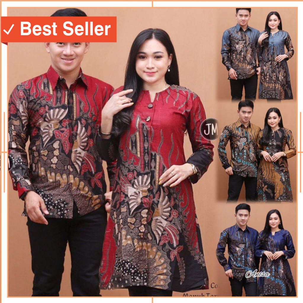 Baju Couple Batik Unik Lebaran Kekinian / Batik Tunik Couple Modern Set Pakaian Couple Kemeja Batik 