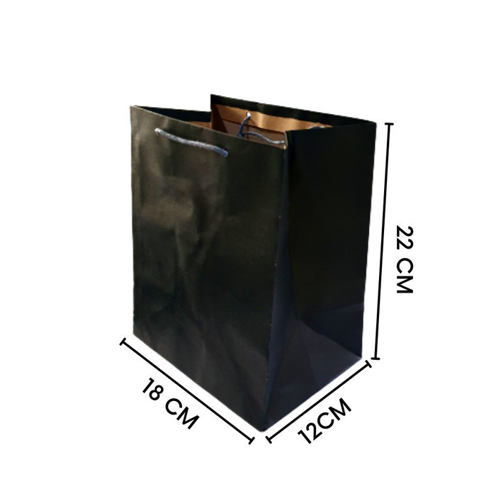 paper bag HITAM 18 x 22 tas kertas polos goodie bag paperbag kraft