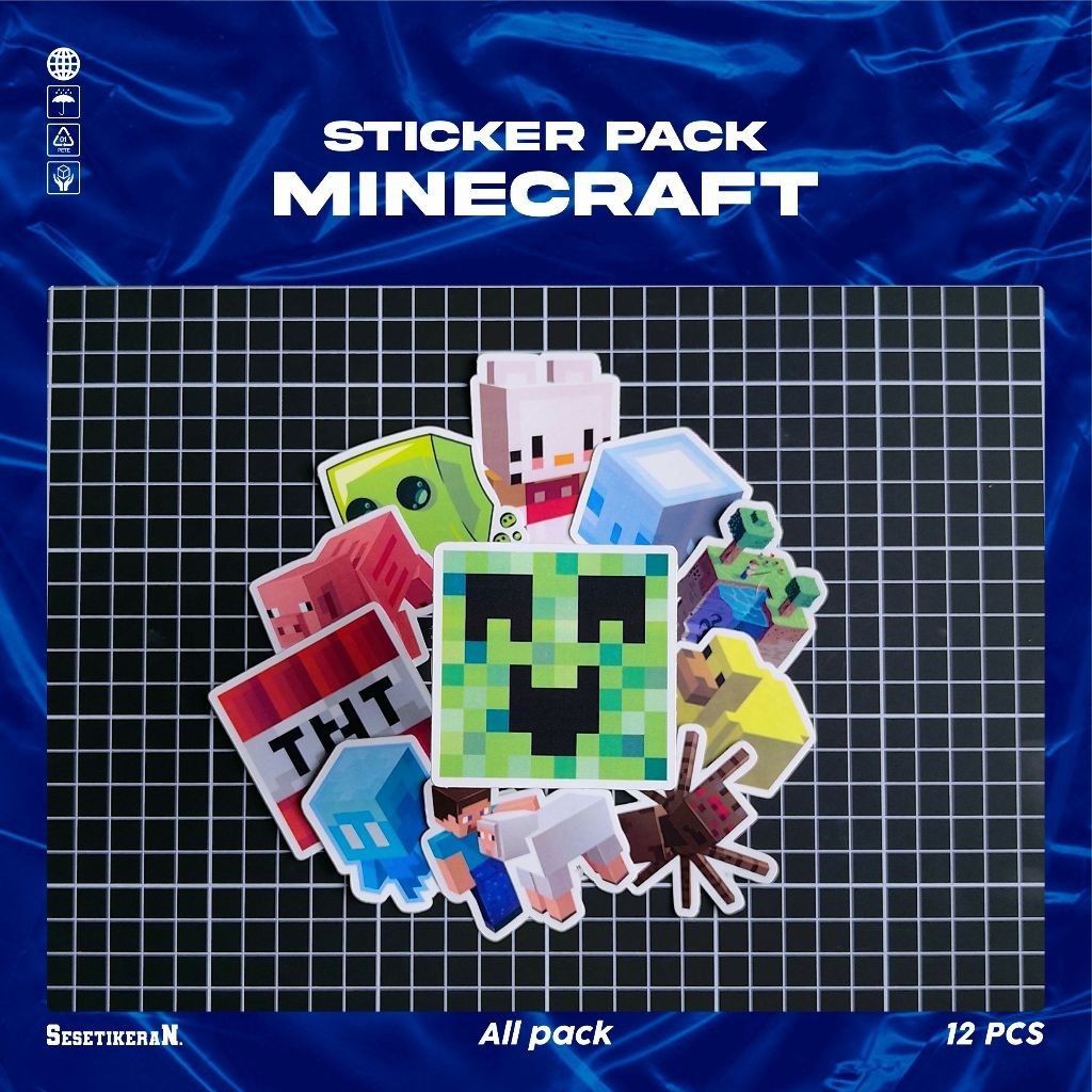 

COD✨ Sesetikeran Stiker Pack Stiker Minecraft Colorfull Keren Untuk Koper Laptop Skateboard