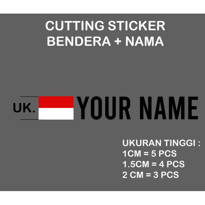 Cutting Sticker Nama bendera untuk sepeda motor, helm, mobil, motor sticker custom nama