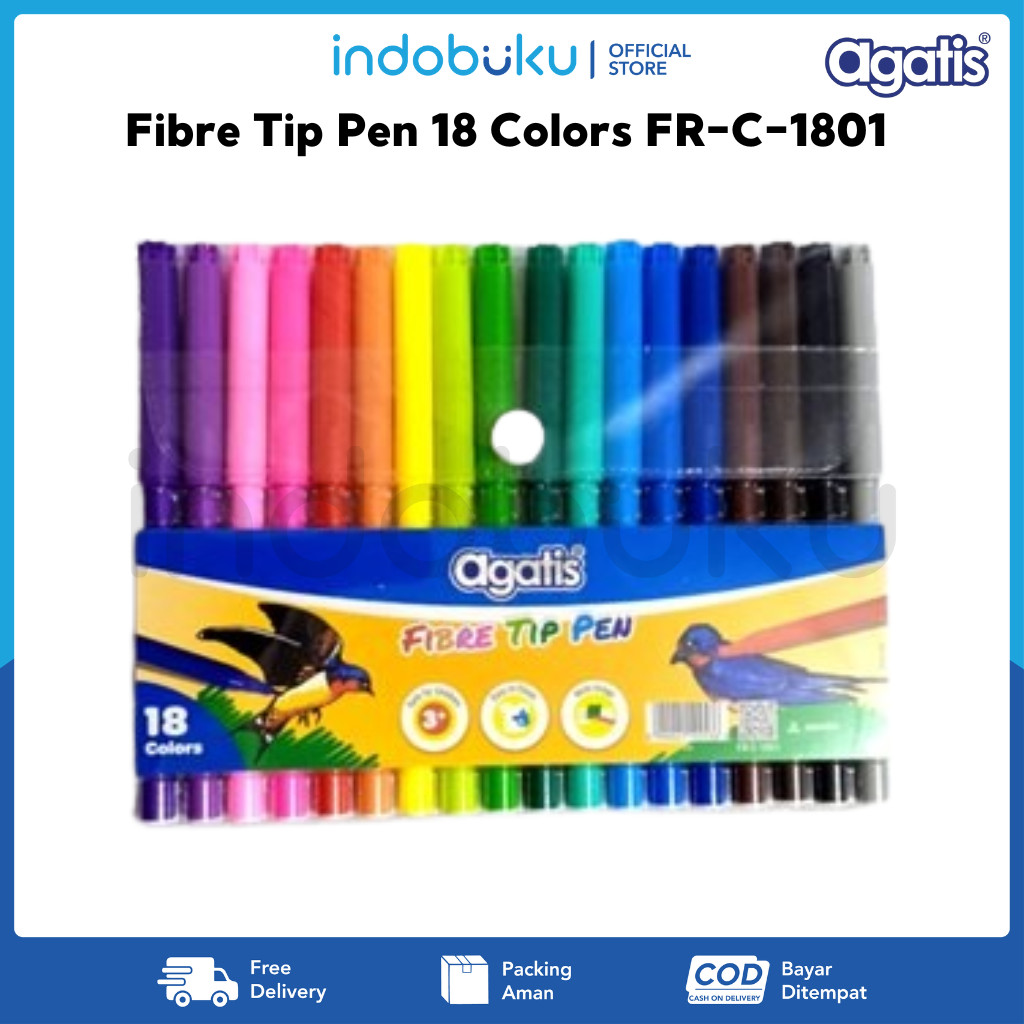 

Fibre Tip Pen Agatis 18 Colors FR-C-1801 / Spidol Warna Agatis 18 Warna FR-C-1801