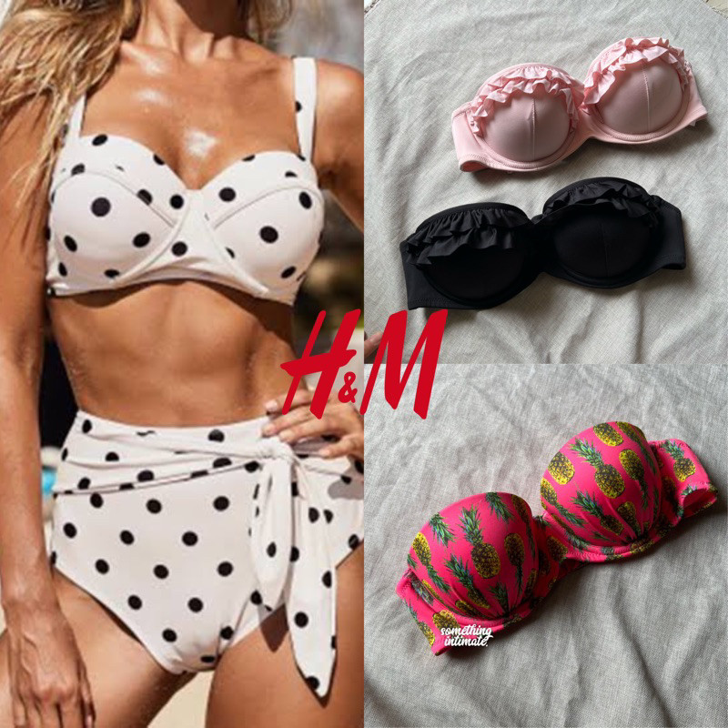 H&M Bandeau Balconette Wired Bikini Bra Top / Padded Bikini Busa Tebal Push Up Atasan Baju Berenang 