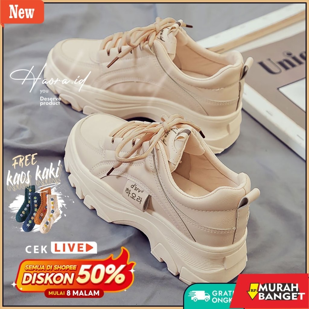Sepatu buat lebaran- Sepatu Sneakers Wanita Korea HR01-11