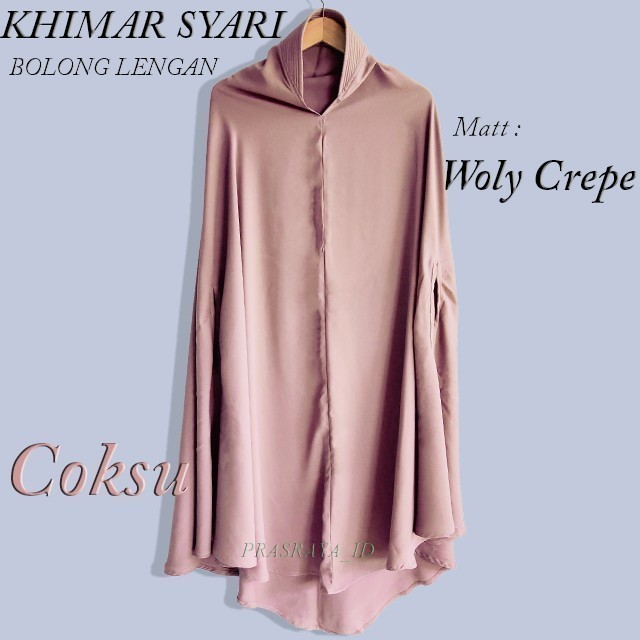JILBAB JETBLACK LENGAN BOLONG INSTAN SYARI KHIMAR HIJAB HITAM - COKSU WOLYCREPE