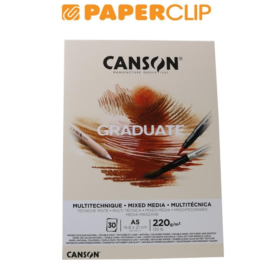 

SKETCHBOOK A5 CANSON GRADUATE MIXED MEDIA 400110367 NATURAL PAPER