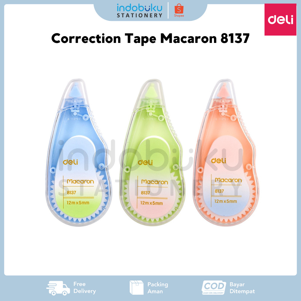 

Correction Tape Macaron Deli 12mx5mm Tipe X Pastel Deli 8137