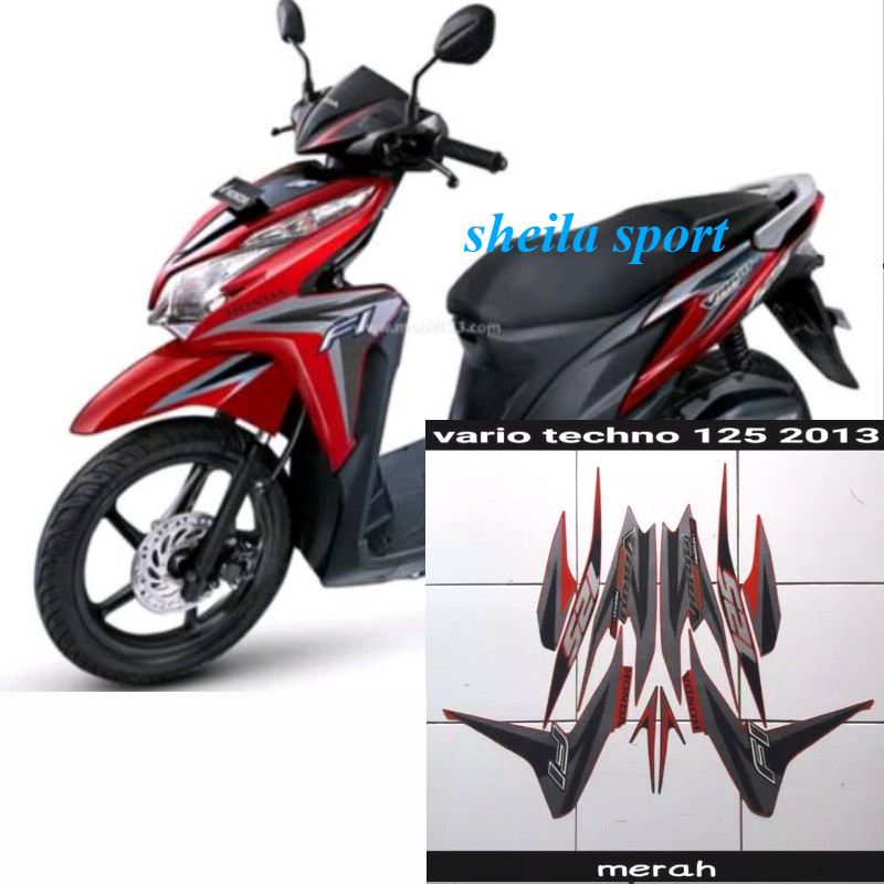 striping sticker motor honda vario techno125 fi old lama thn 2013 merah