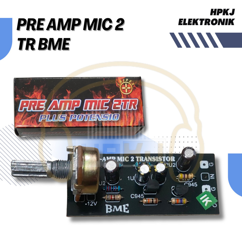 ( 2PCS )KIT PRE AMP MIC 2 TR BME KIT PRE AMP 2TR MIC + POTENSIO