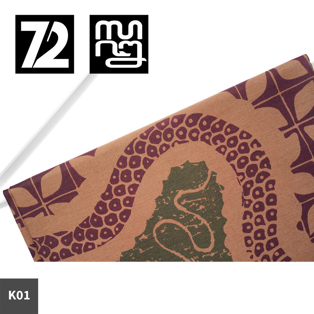 KAIN BATIK KATUN Premium  Motif Abstrak Naga Alam Warna Ungu Hijau 724688 Cap 72 Jarik Jarit Samping