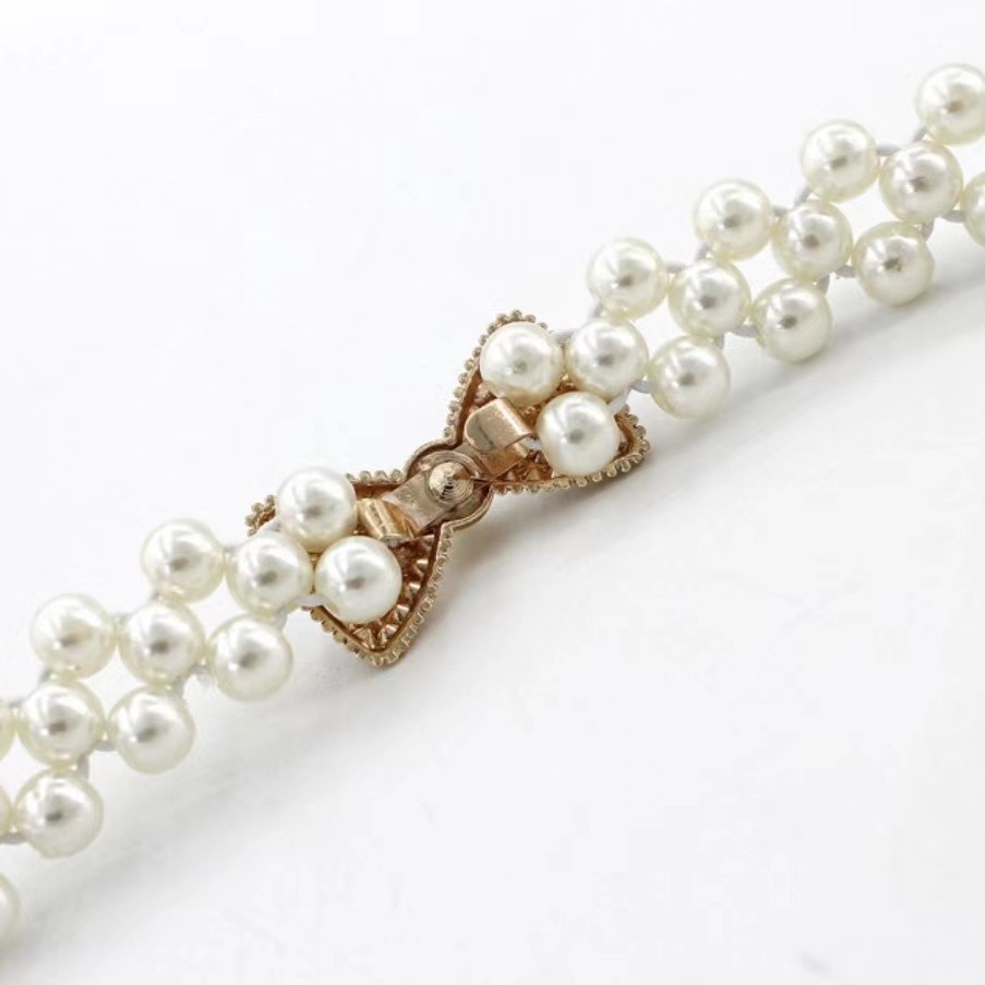 Ikat pinggang ts full mutiara imitasi terbaru style women pearl belt - gesper mutiara keren
