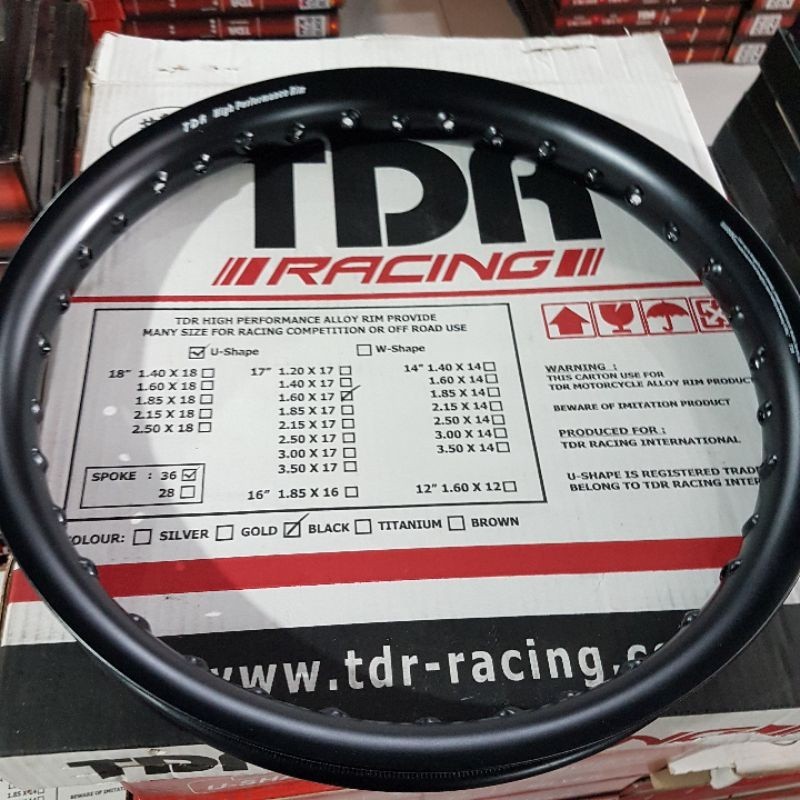 PROMO Velg TDR Rim US ( U Shape )Hitam Black 160 Ring 17 Original