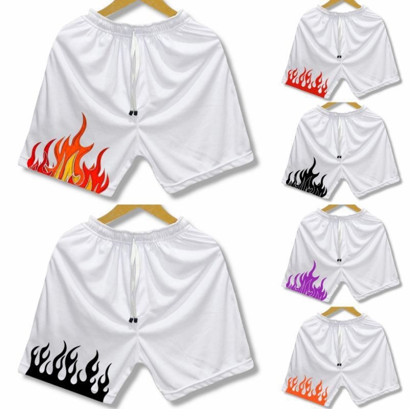 celana boxer API PUTIH  / boxer api pria wanita. kain tebal dan halus. white fire draw bahan lotto 3