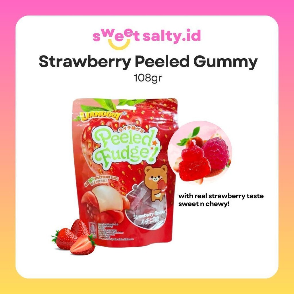 

[SWEETSALTY.ID] Lianggui Strawberry Peeled Gummy 108gr | Permen Stroberi | Permen Buah | Permen Jelly | Snack Halal