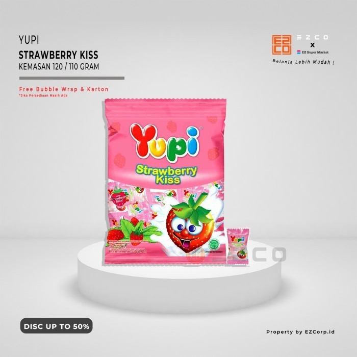 

YUPI STRAWBERRY KISS PERMEN KEMASAN 120/110 GRAM