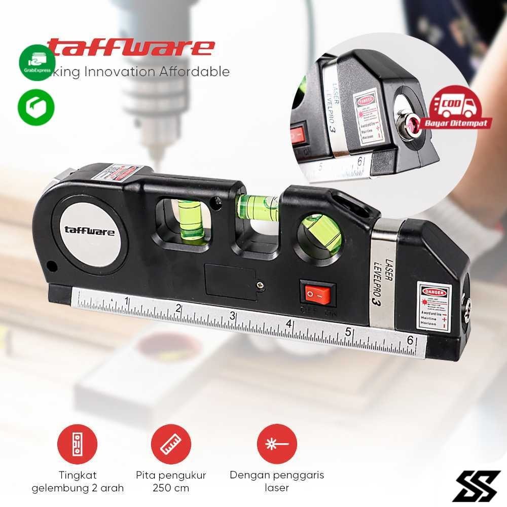 

Taffware LEVELPRO3 Penggaris Laser 250CM + Waterpass