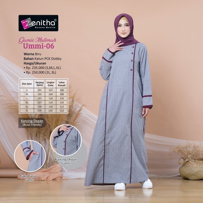 promosi toko Ummi-06 Baju Gamis Wanita Busana Muslim By Zenitha - Biru, XL