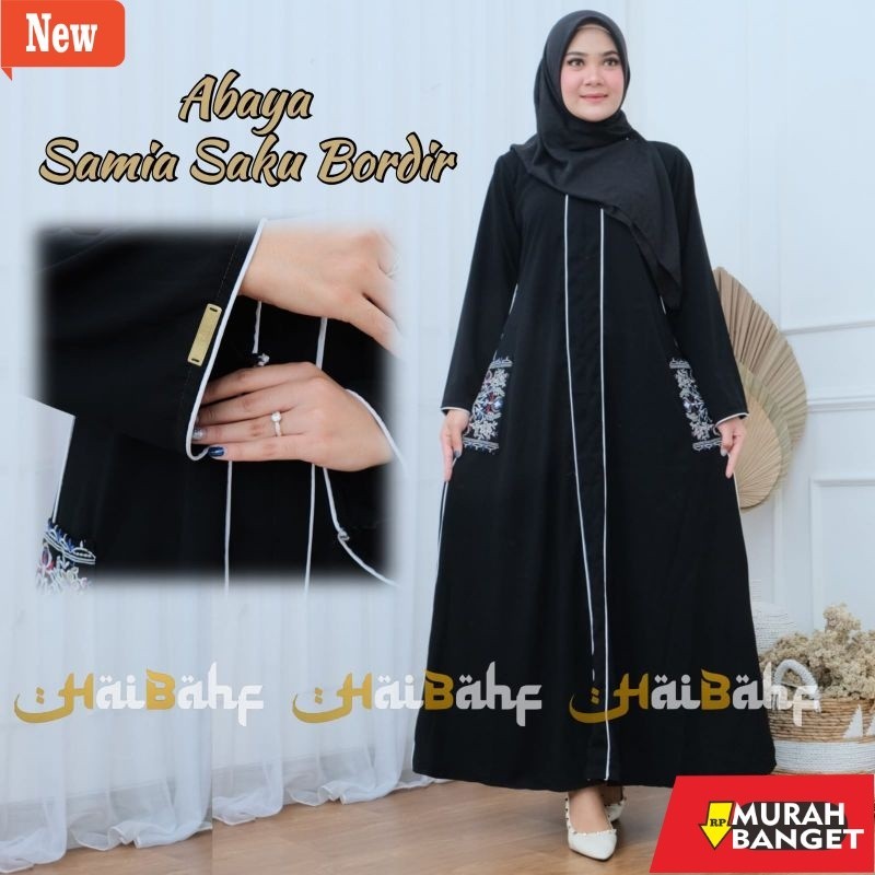 abaya lebaran ala Turkey- Abaya Umroh List Putih Abaya Premium Turkey Hitam Pekat