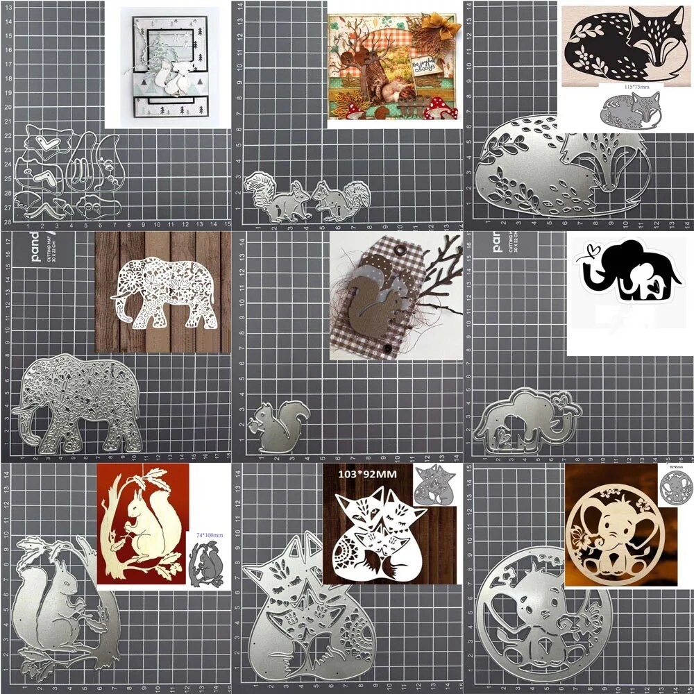 

Animal Squirrel Fox Elephant Metal cutting Dies DIY Scrapbooking Album Paper Card decoration Embossing Handicraft template mold