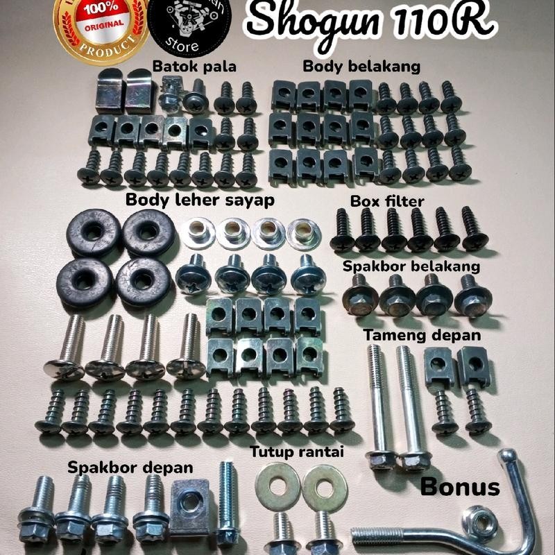 Baut body motor shogun 110 shogun lama shogun kebo fullset body fulllbody